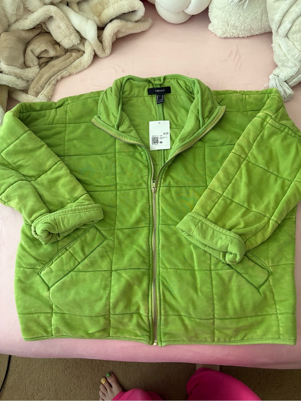 Forever 21 Quilted Jacket Green Medium NWT